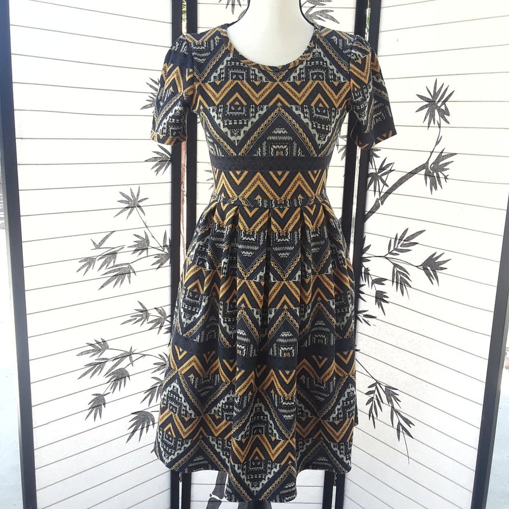 LulaRoe Geometric Aztec Print Fit and Flare Amelia Dress